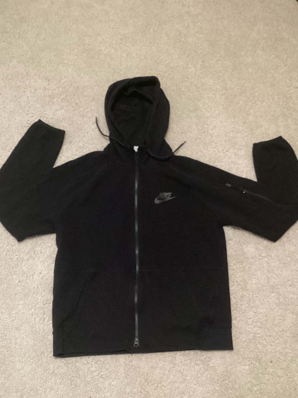 Nike Black Zip-Up Hooded Sweatshirt with Swoosh